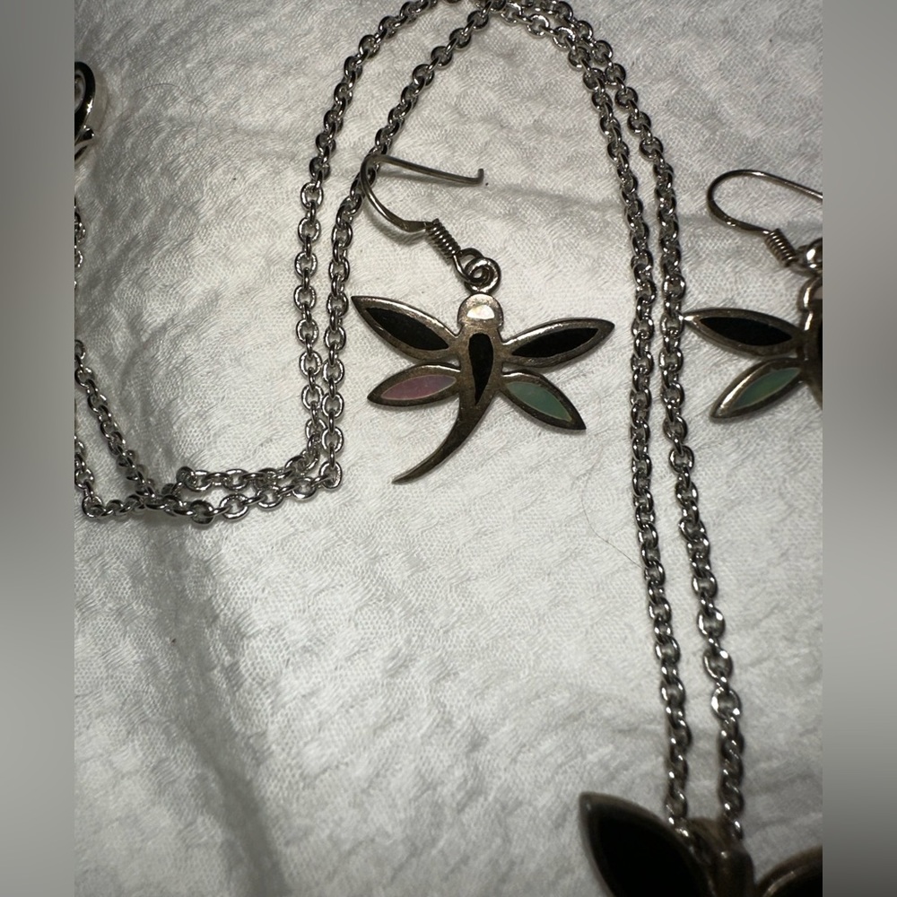 .STERLING dragonfly necklace and earrings SET!!! - Picture 3 of 13